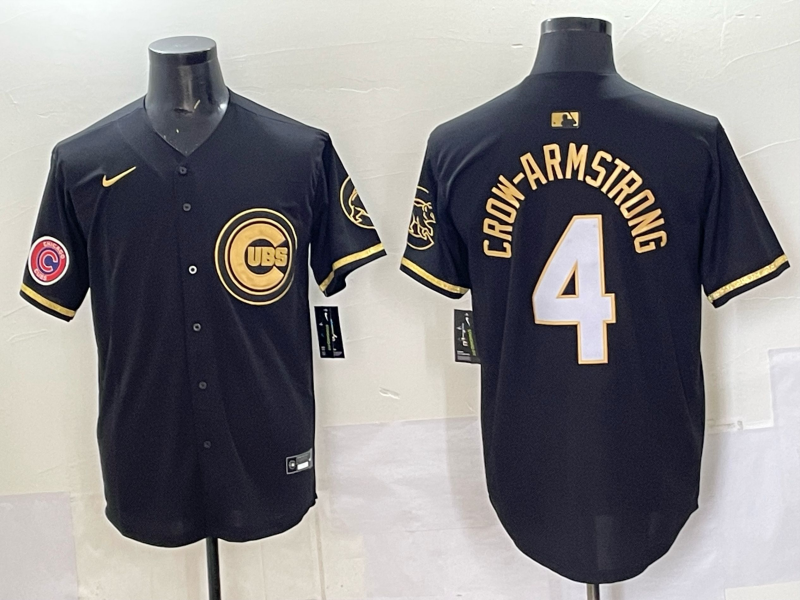Men Chicago Cubs #4 Crow Armstrong black Nike MLB 2025 Jersey 05